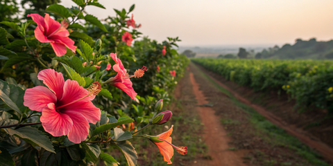 culture de fleurs d'hibiscus